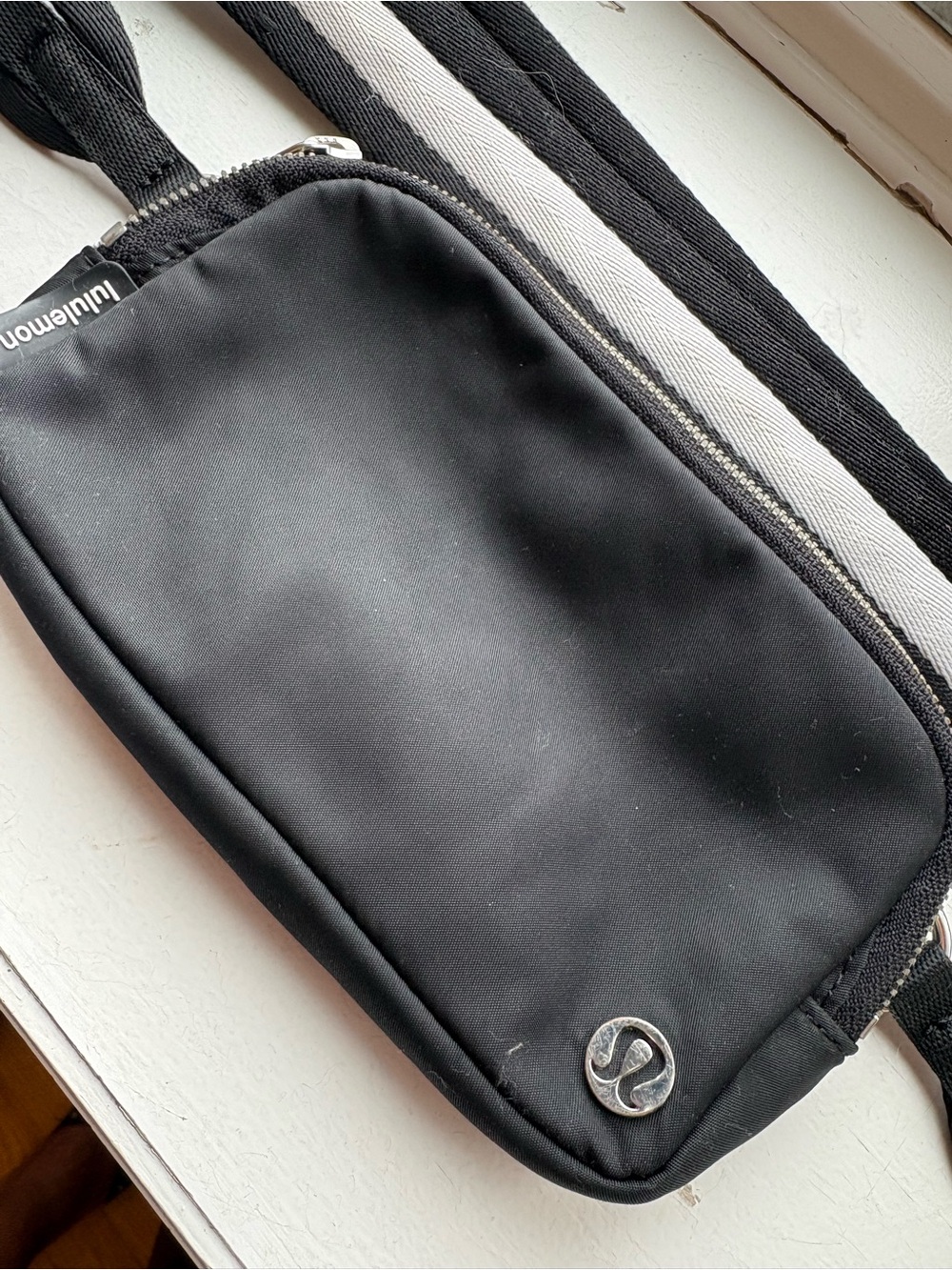 Lululemon Black White Stripe Crossbody Belt Bag